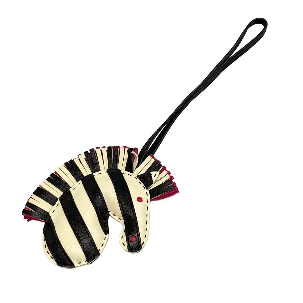 Hermès Geegee Savannah Bag Charm Craie Black Rose Mexico